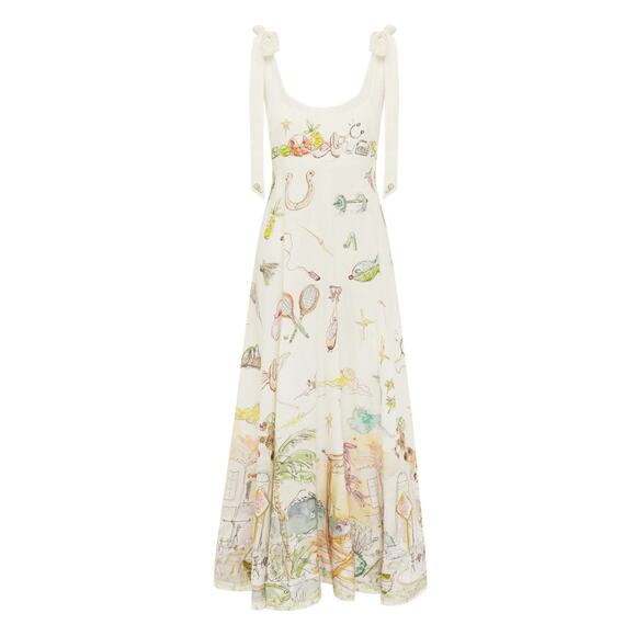 Alemais Anouk Colantoni Ballet Tie-Strap Midi Dress US 2 - Picture 1 of 13